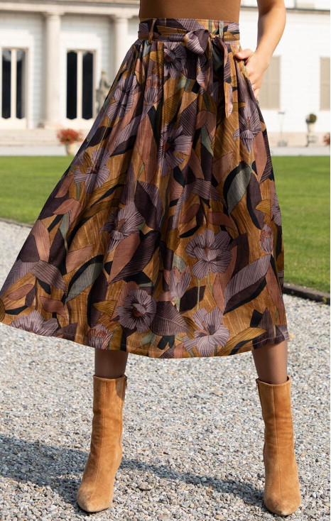 Autumn Floral Satin Viscose Skirt