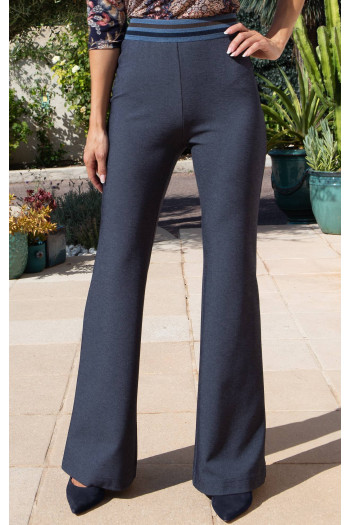 Steel Blue Structured Jersey Trousers