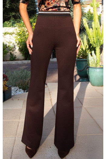 Coffee Bean Structured Jersey Trousers