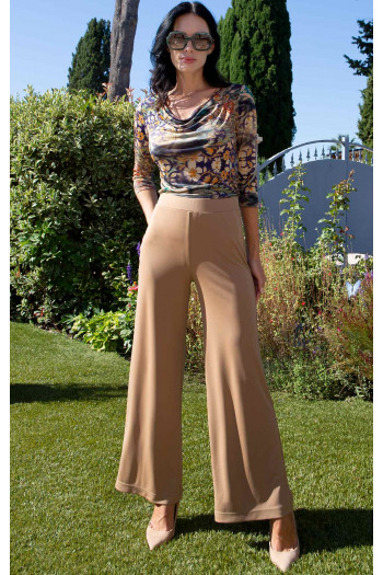 Camel Wide-Leg Dense Jersey Trousers [1]