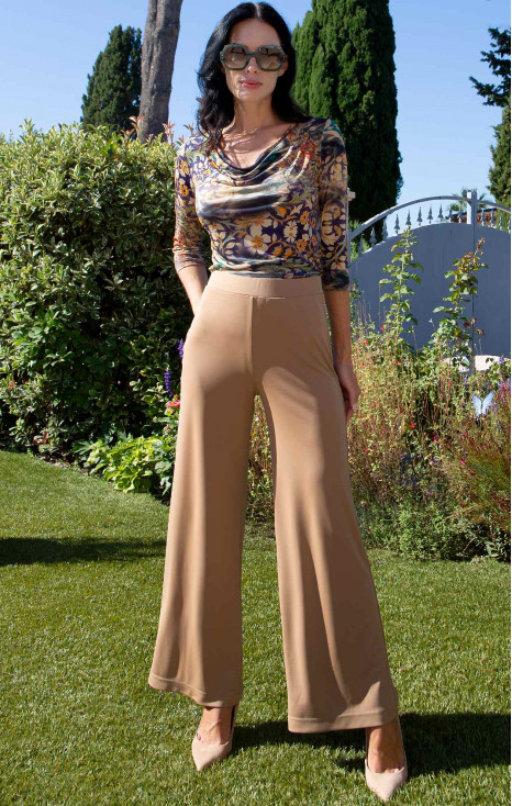 Camel Wide-Leg Dense Jersey Trousers [1]
