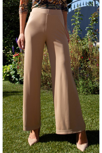 Camel Wide-Leg Dense Jersey Trousers