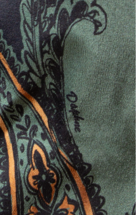 Olive Paisley Luxury Satin-Finish Viscose Dress