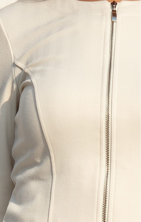 Ivory Fitted Structured Jersey Jacket