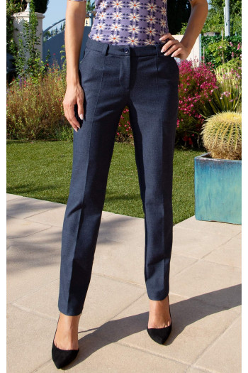 Dark Denim Classic Trousers in Luxurious Stretch Fabric
