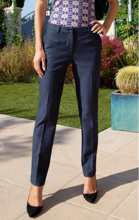 Dark Denim Classic Trousers in Luxurious Stretch Fabric