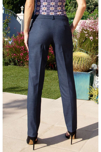 Dark Denim Classic Trousers in Luxurious Stretch Fabric [1]