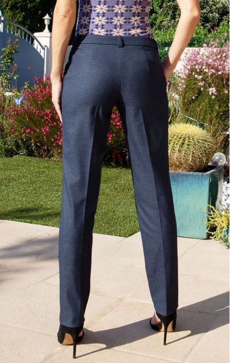 Dark Denim Classic Trousers in Luxurious Stretch Fabric