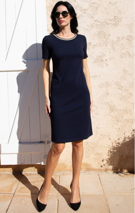 Navy Structured Jersey Dress
