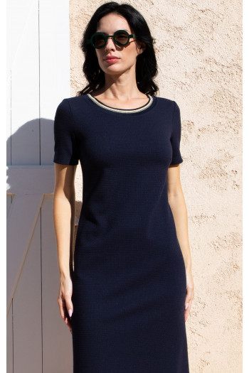 Navy Structured Jersey Dress [1]