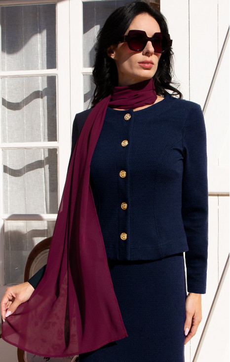 Navy Fitted Structured Jersey Blazer with Gold Buttons