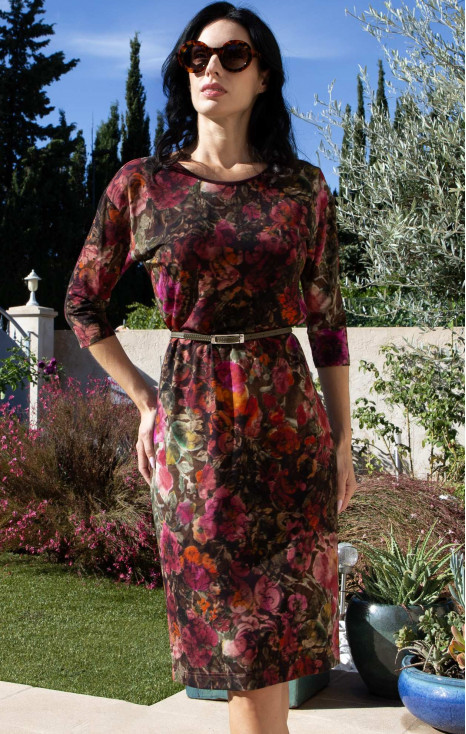 Autumn Garden Floral Viscose Jersey Dress