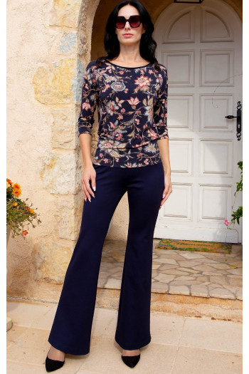 Vintage Bloom Navy Floral Jersey Blouse [1]