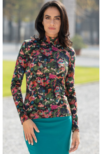 Autumn Brush Fitted Fine-Knit Mock-Neck Top