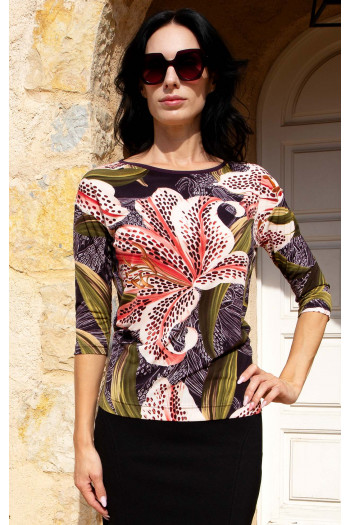 Exotic Lily Burgundy Jersey Blouse