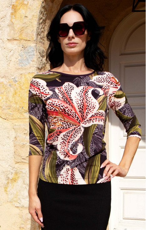 Exotic Lily Burgundy Jersey Blouse